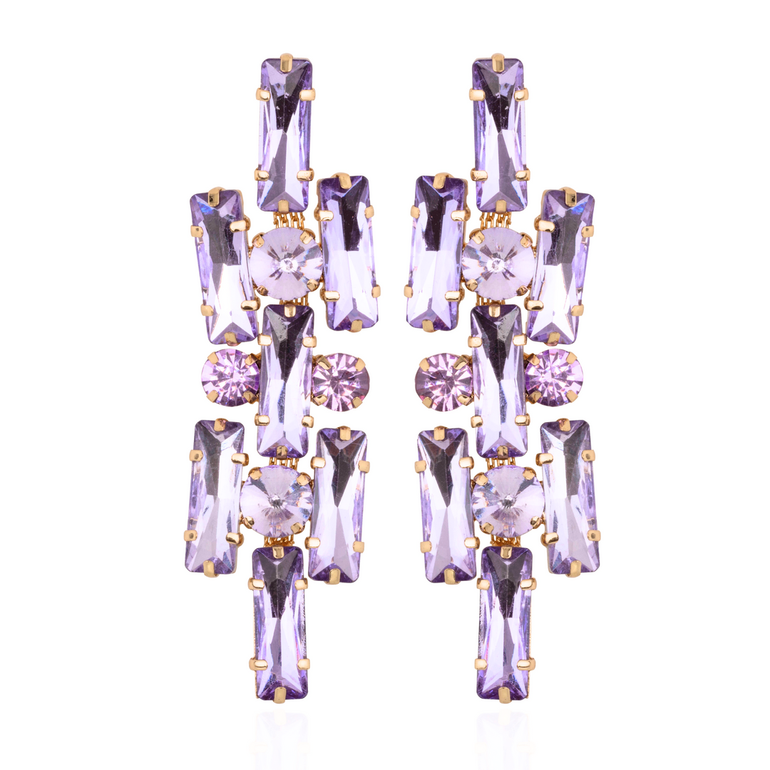 Kendra Premium Lilac Crystal Statement Earrings - LIMITED EDITION