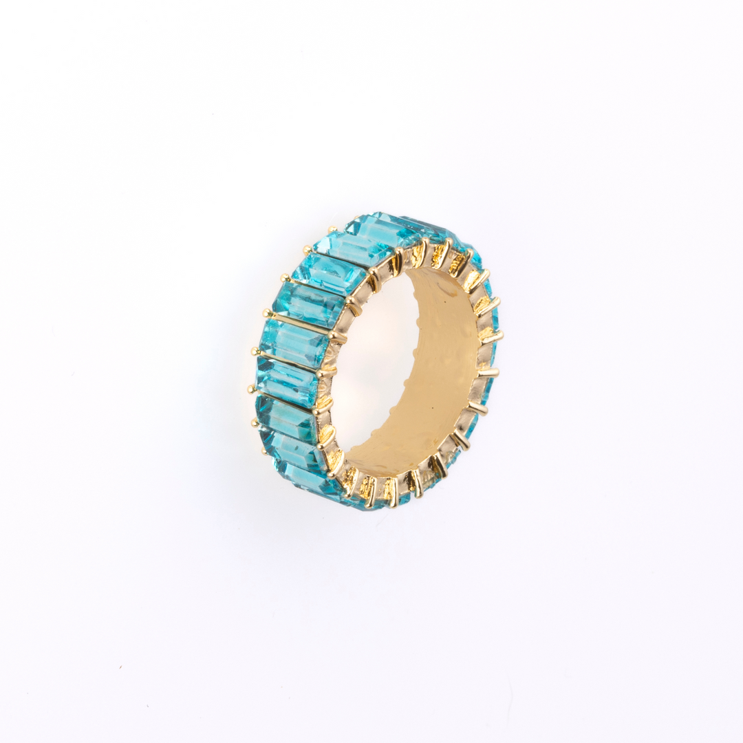 Azure Light Blue Jewelled Statement Ring