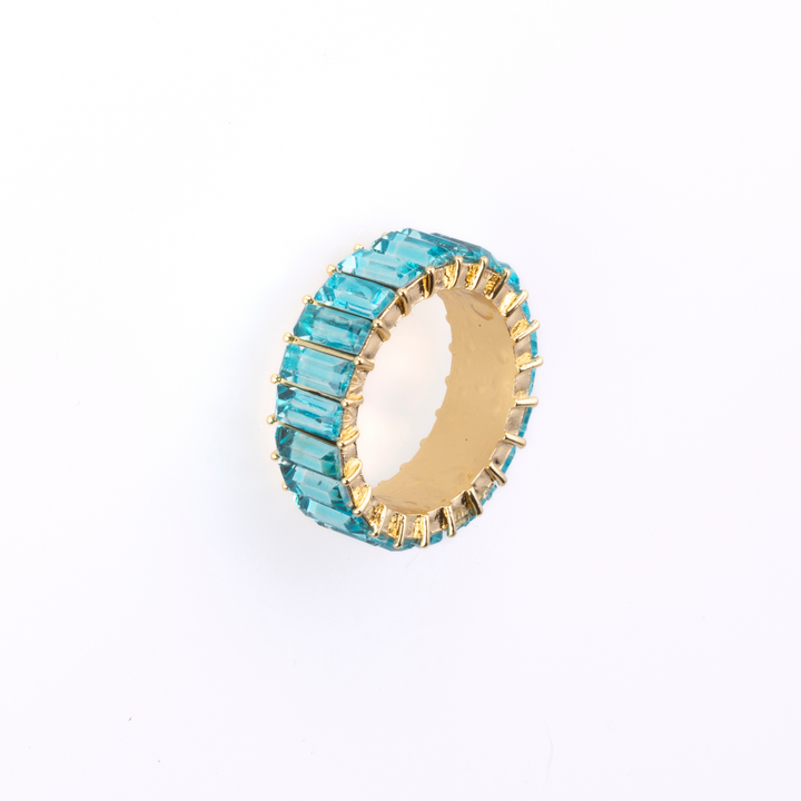 Azure Light Blue Jewelled Statement Ring