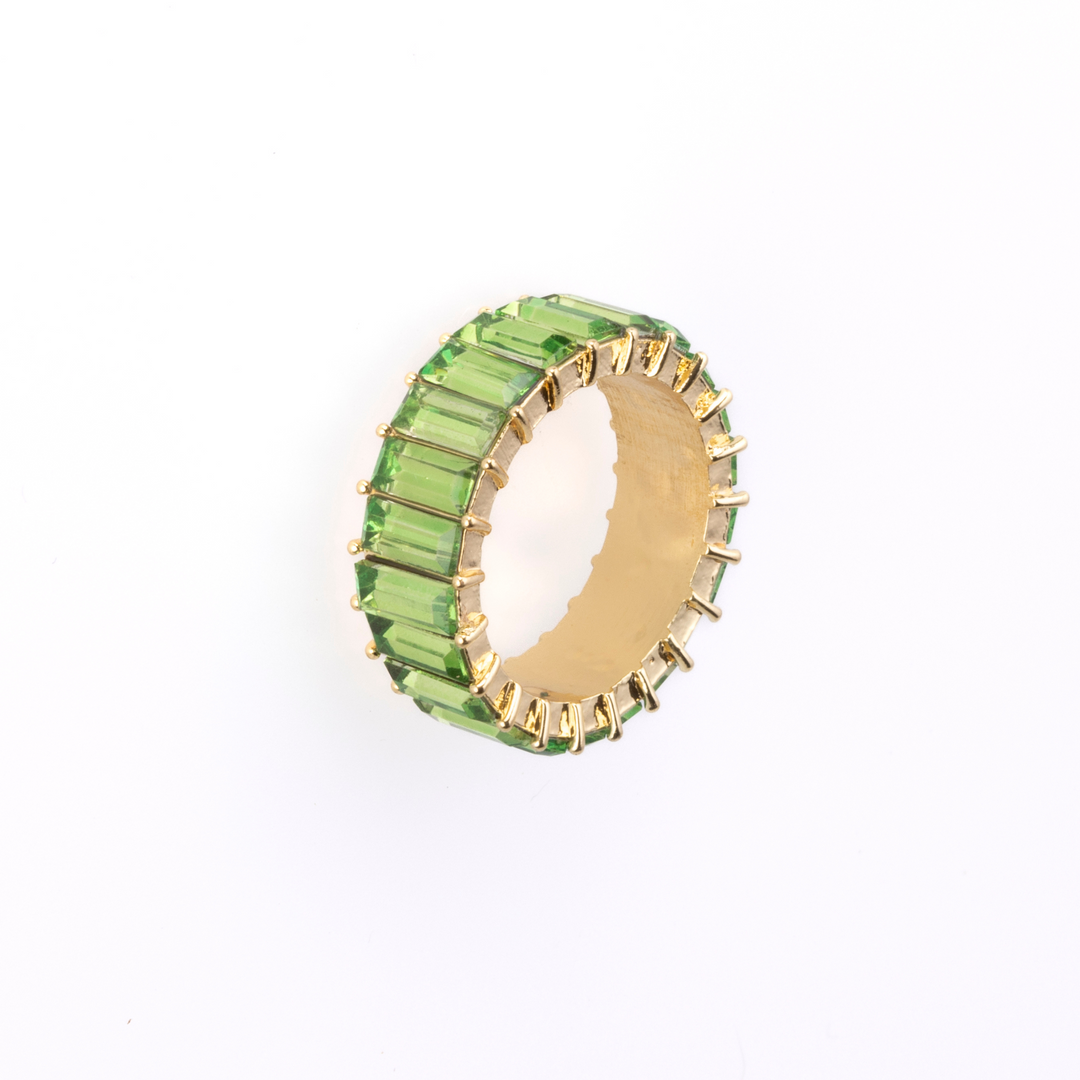 Azure Light Green Jewelled Statement Ring