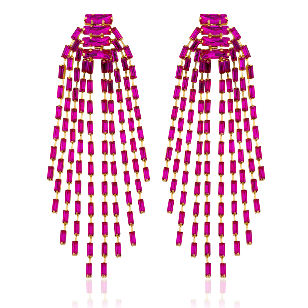 Sierra Premium Fuchsia Pink Crystal Statement Earring - LOW STOCK