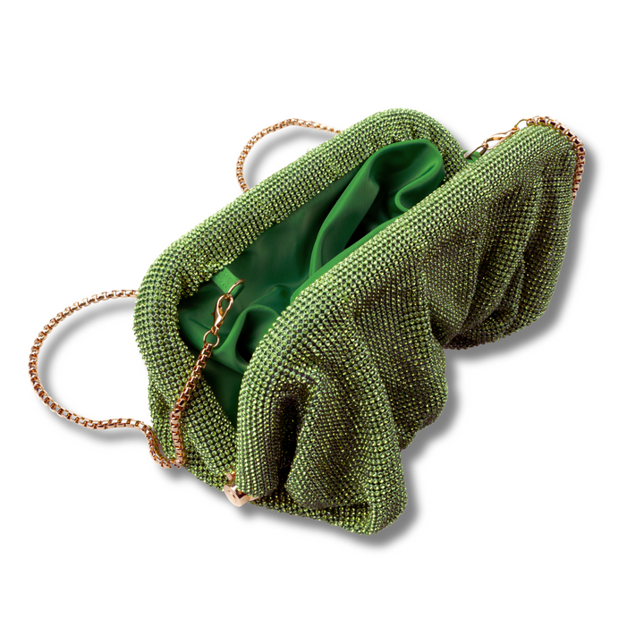 Indie Premium Green Crystal Statement Clutch