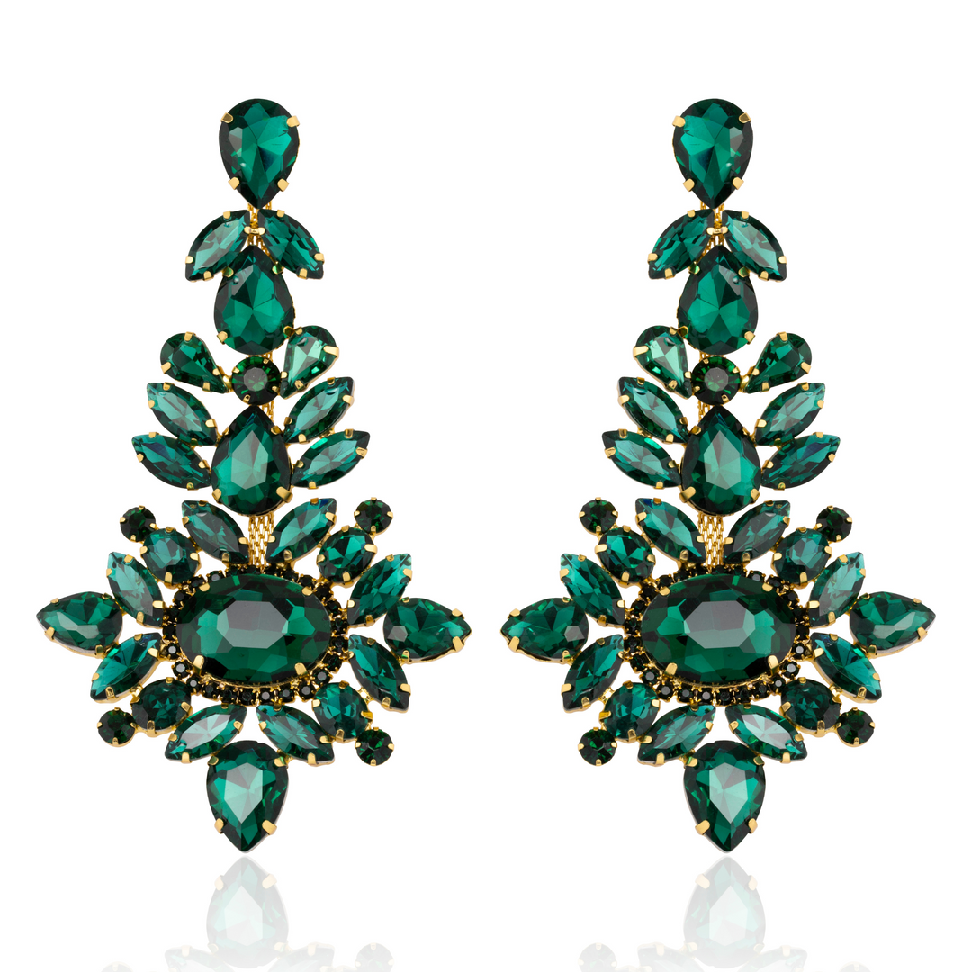 Angelina Premium Green Crystal Statement Earring