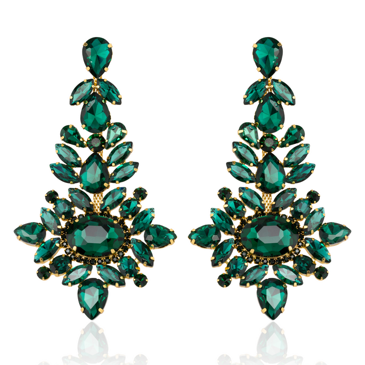 Angelina Premium Green Crystal Statement Earring