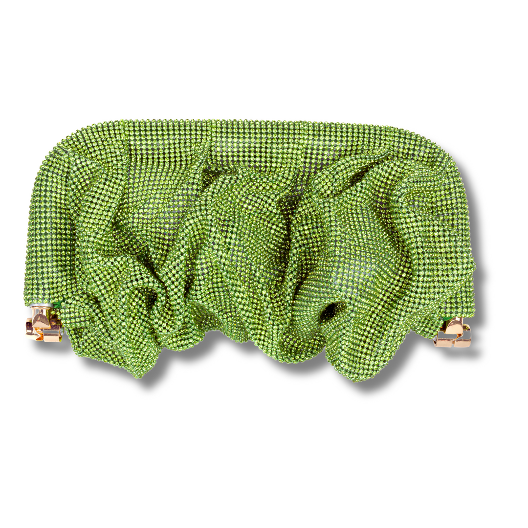 Indie Premium Green Crystal Statement Clutch