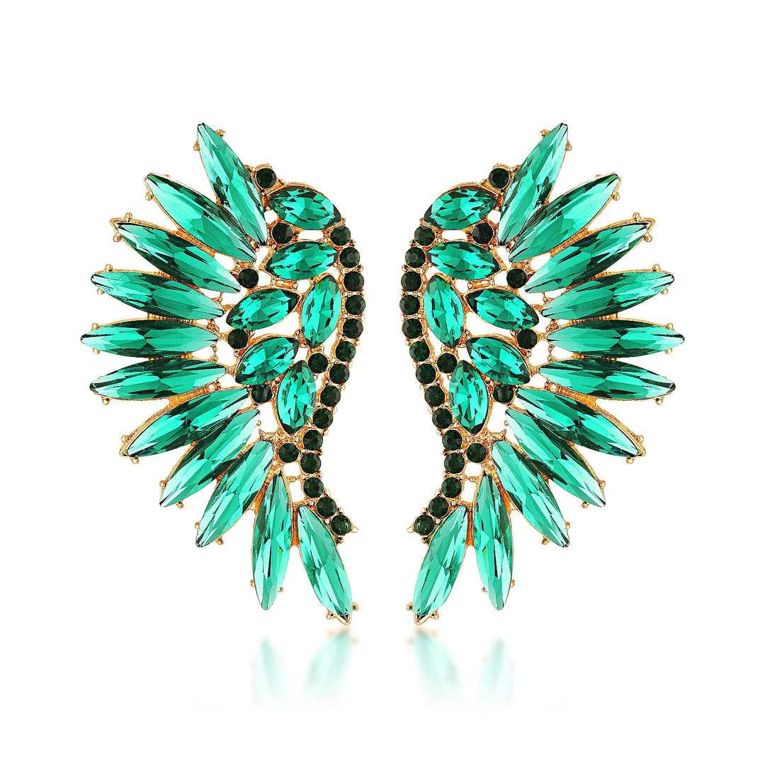 Lumaia Green Wing Crystal Statement Earrings