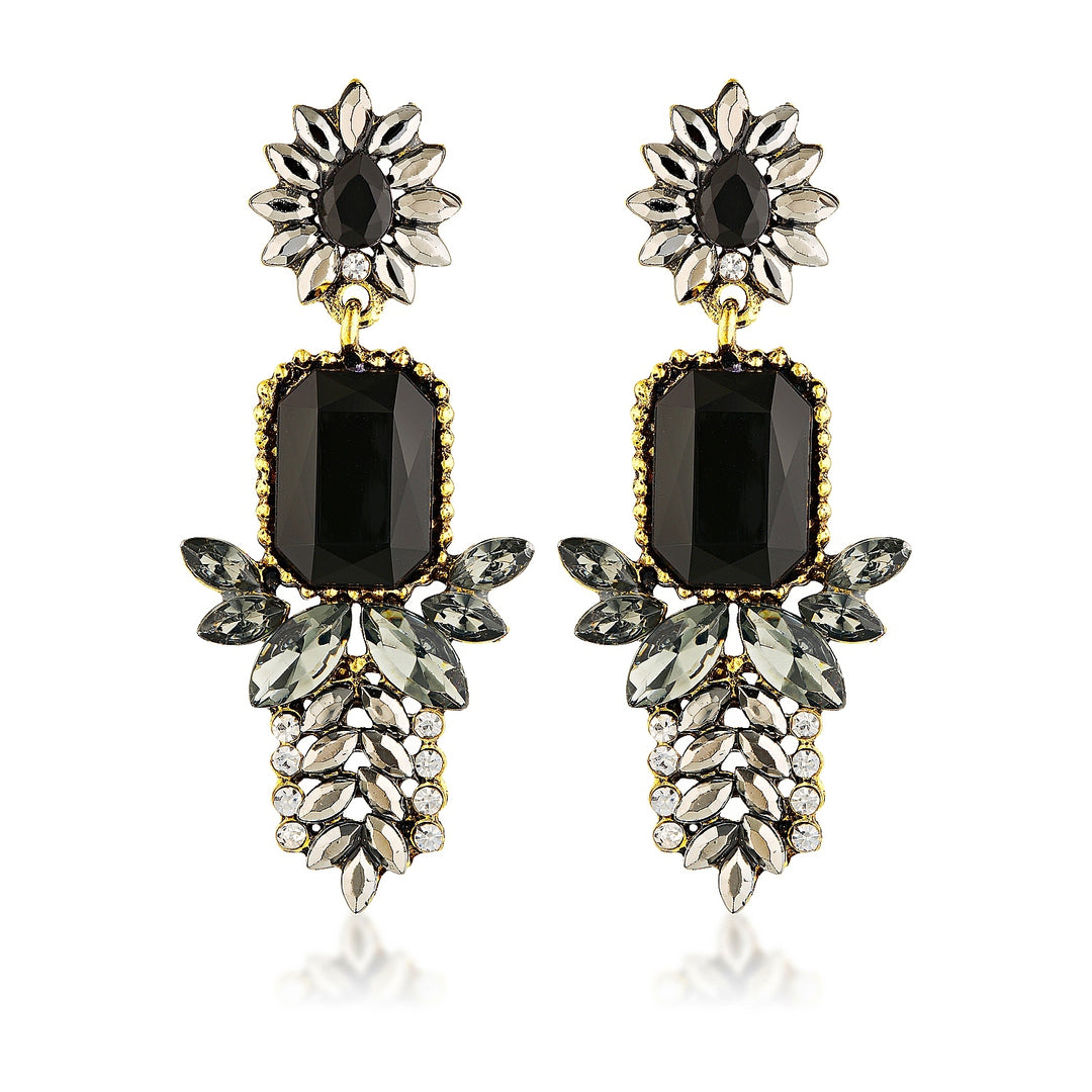 Isla Black Crystal Statement Earrings