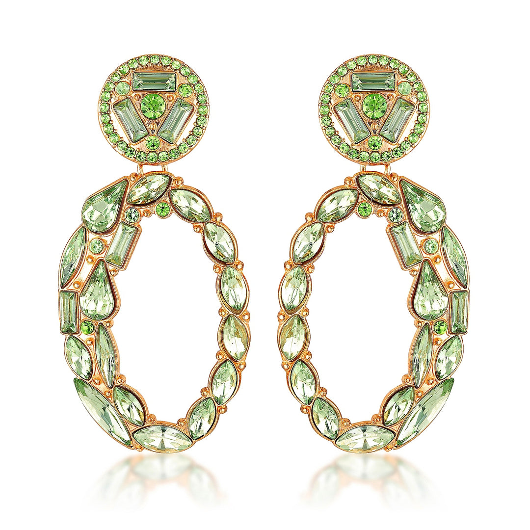 Nika Green Crystal Statement Earrings