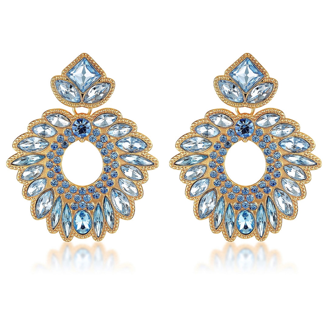 Kaylee Blue Crystal Statement Earrings