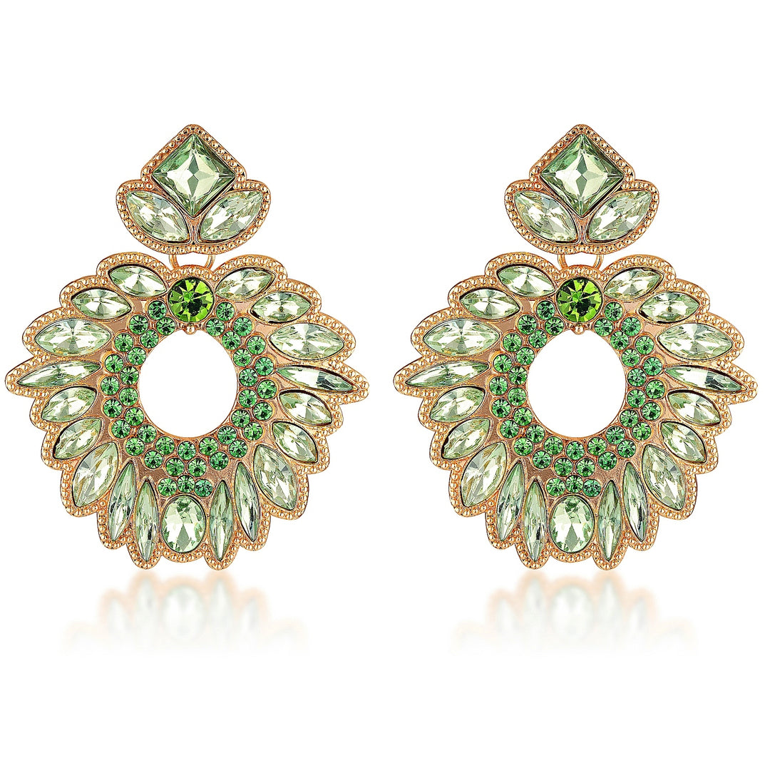 Kaylee Green Crystal Statement Earrings