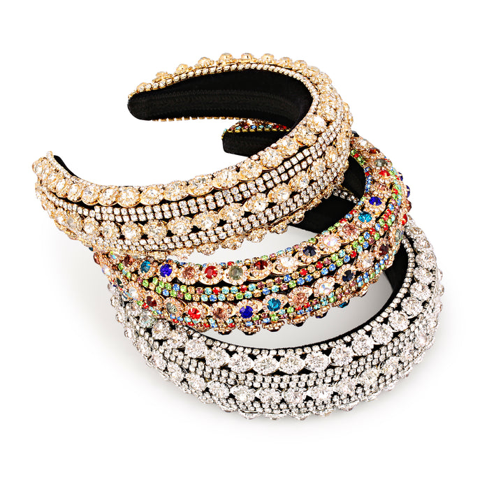 Everly Premium Gold White Crystal Headband