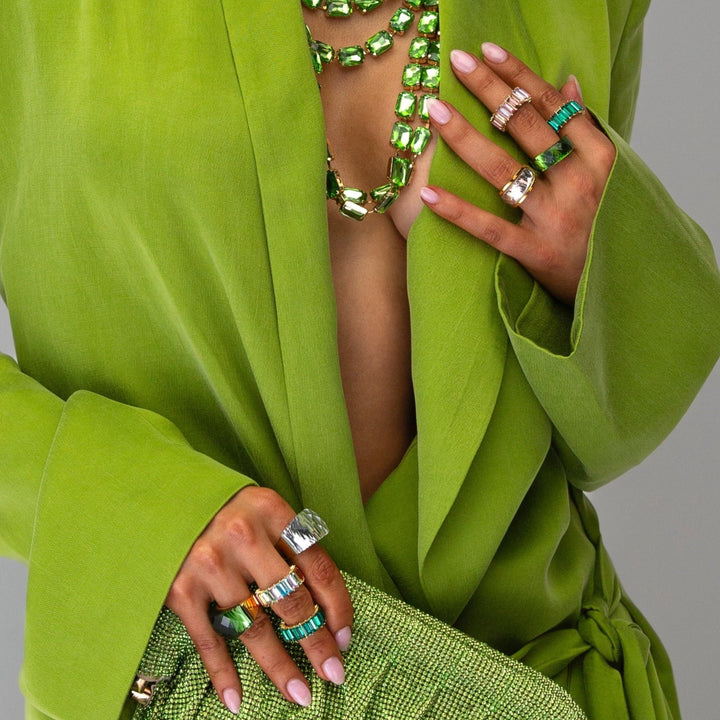 Priya Green Crystal Statement Ring