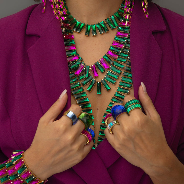 Jaya Multicoloured Crystal Statement Necklace